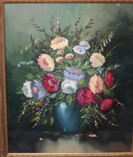 "Flower still life",oil on canvas,illegibly signed...