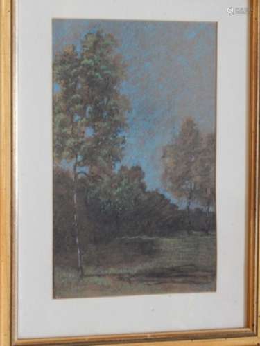 "Heath landscape",pastel,monogrammed A.H.,ca.27x17...