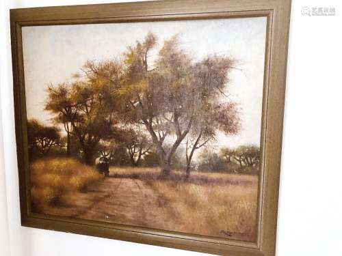 Joh. sheet "Carriage under trees",oil on canvas,si...