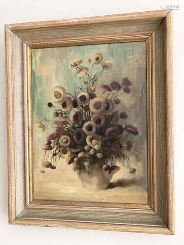 "Flower piece",oil on hard fiber,unsigned,ca.48x35...