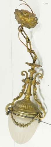 Ceiling lamp drop with brass mount,height ca.35cm plus chain...