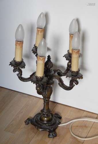 4-armed table candlestick standing on paw feet,bronze,height...