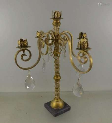 4-arm candlestick,brass mount with glass prism hanging,mount...
