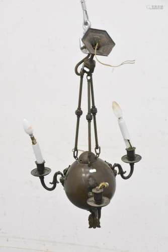 3-arm ceiling lamp in the style of the Empire,bronze,height ...