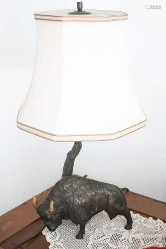 Table lamp with bull sculpture,probably injection molding,br...