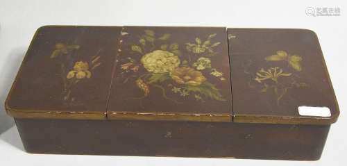 Lidded box,floral painted,around 1920,ca.28x12,5x6cm(LxWxH)