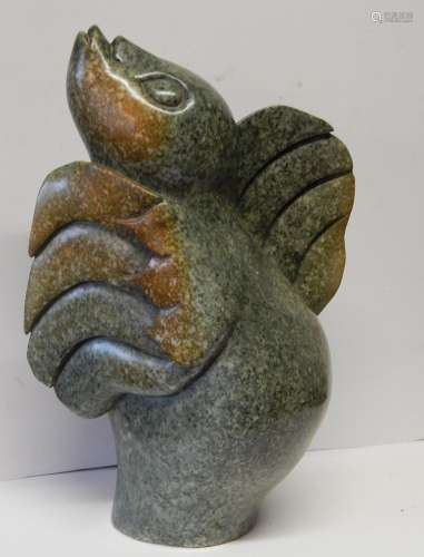Sculpture "mythical creature", worked in stone,sig...