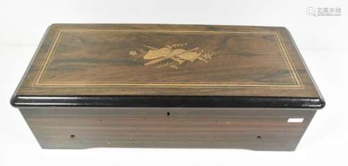 Music box without musical mechanism,probably rosewood with m...