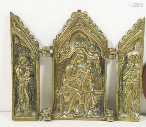 Small travel tryptych, bronze,19th century