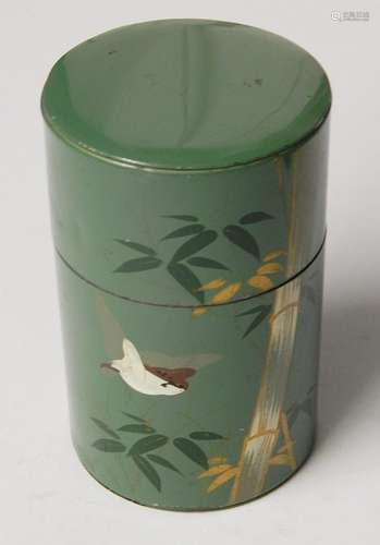 Tea caddy with bamboo decoration,tin,probably 1st half 20th ...