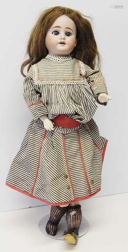 Porcelain head doll with open mouth, DEP and inverted horses...