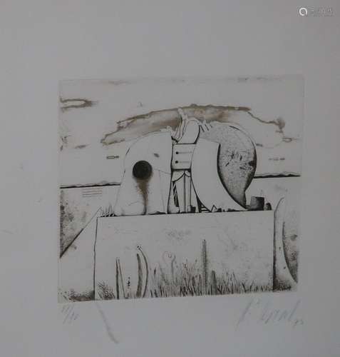 Karl Korab (*1937) "Composition",etching,signed,nu...