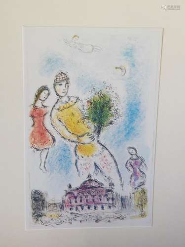 Marc Chagall (1887-1985) "Dans le ciel de l'opera"...