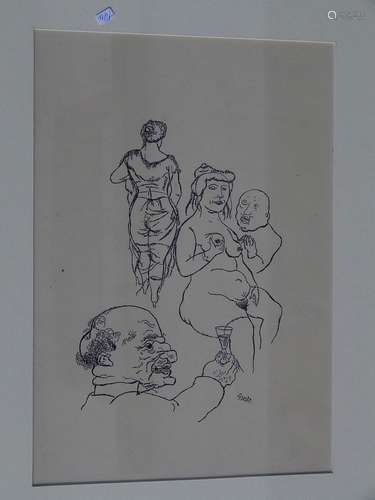 George Grosz (1893-1959) , "Celebration with 4 people&q...