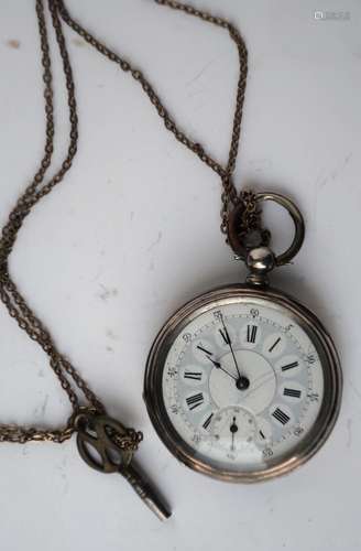 Savonette pocket watch,probably silver case,with key