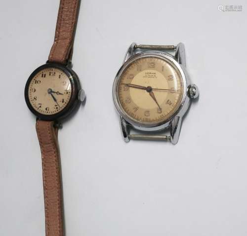 Convolute 2 mechanical wristwatches, including the brand Her...