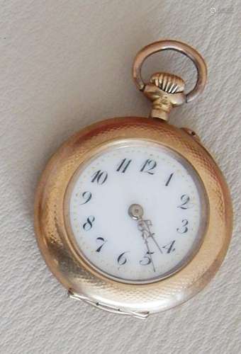 Ladies pocket watch,outer case 585 yellow gold,cissored,glas...