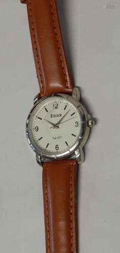 Men's wrist watch brand Eiger,type 231 with brown leather st...