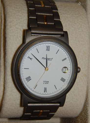 Regent brand men's wrist watch,titanium with date display