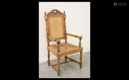 Armchair with wickerwork,around 1880,unrestored