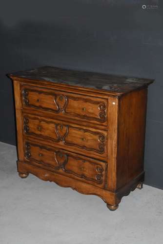 3-bay chest of drawers,finely decorated,probably worked in f...