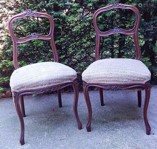 Pair of armchairs,mahogany,floral decorated,seat height 44cm...