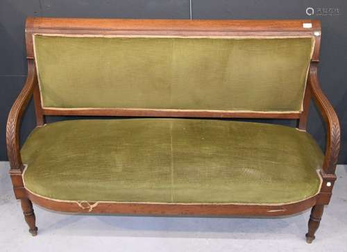 Directoire sofa with green velvet upholstery for 2 persons, ...