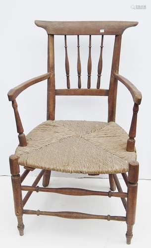 Armchair with raffia,probably fruitwood,1st half 19th centur...