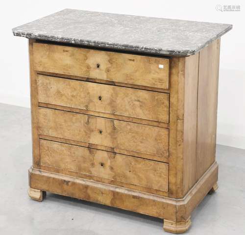 4-drawer chest of drawers,walnut funiert with dark marble to...