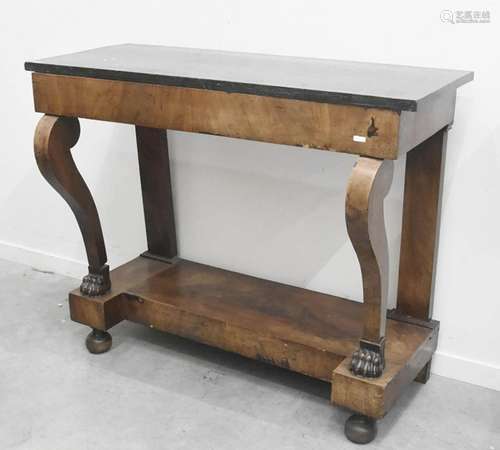 Console table with black marble top,funiert mahogany,around ...