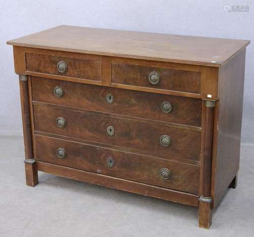 5-bay chest of drawers with half columns,mahogany,empire sty...