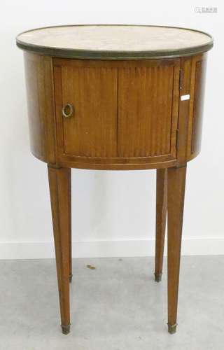 Oval bedside table with marble top,around 1930