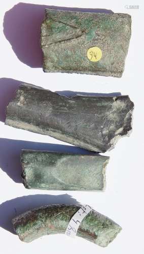 Mixed lot 4 bronze age parts of axes