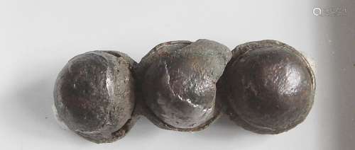 Roman silver ball brooch with 3 balls
