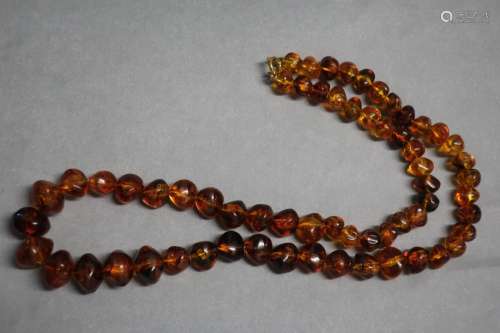 Necklace with amber stones