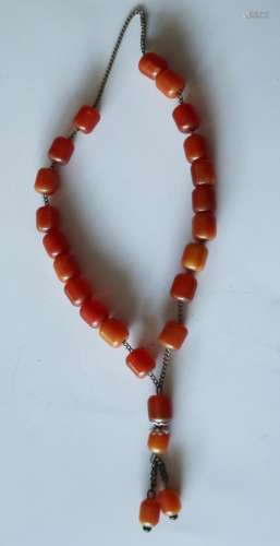 Necklace with amber beads