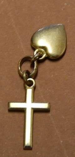 Small pendant with cross and heart