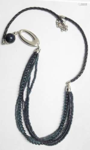 Long necklace with petrol green