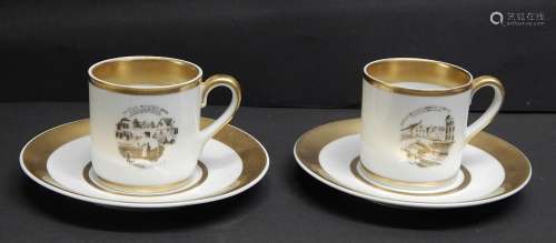 Pair of coffee cups with saucers