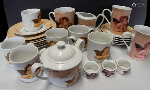 Approx. 26-piece coffee set with angel decor