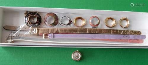 Ladies wrist watch with several usable straps and cases