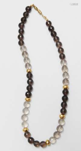 Necklace with smoky quartz and lead crystal