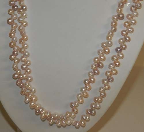 Long endless bead necklace with different color beads