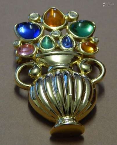 Brooch with colorful glass stones