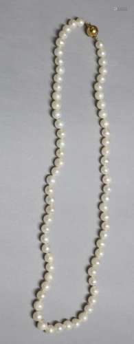Pearl necklace with 375 yellow gold clasp
