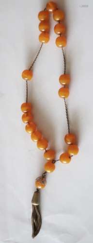 Necklace with amber beads