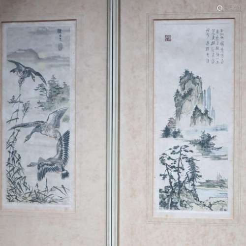 2 views "Flowers", Chinese wood engravings, image ...