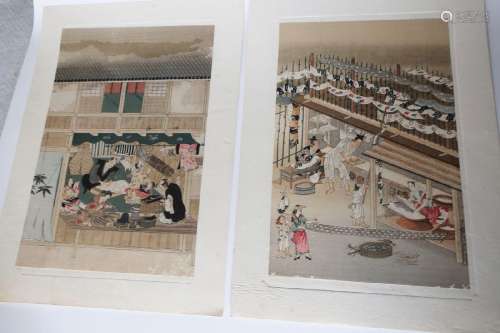 Mixed lot of 6 views of crafts after original from the Kitai...