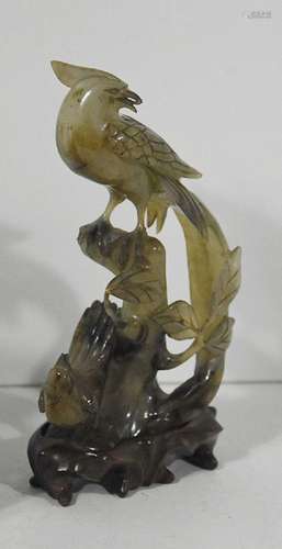 "Bird standing on a rock", probably jadeite,height...