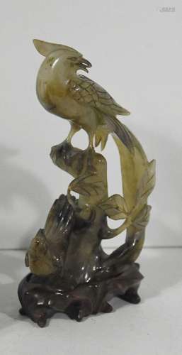 "Bird standing on a rock", probably jadeite,height...